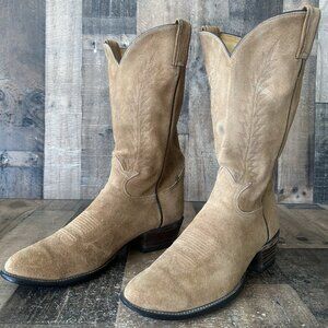 Tony Lama Vintage Suede Gold Label Round Toe Cowboy Boots Mens 12 D